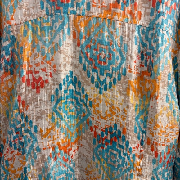 Ruby Rd. Turquoise and Orange Patterned Jacket - Picture 8 of 8